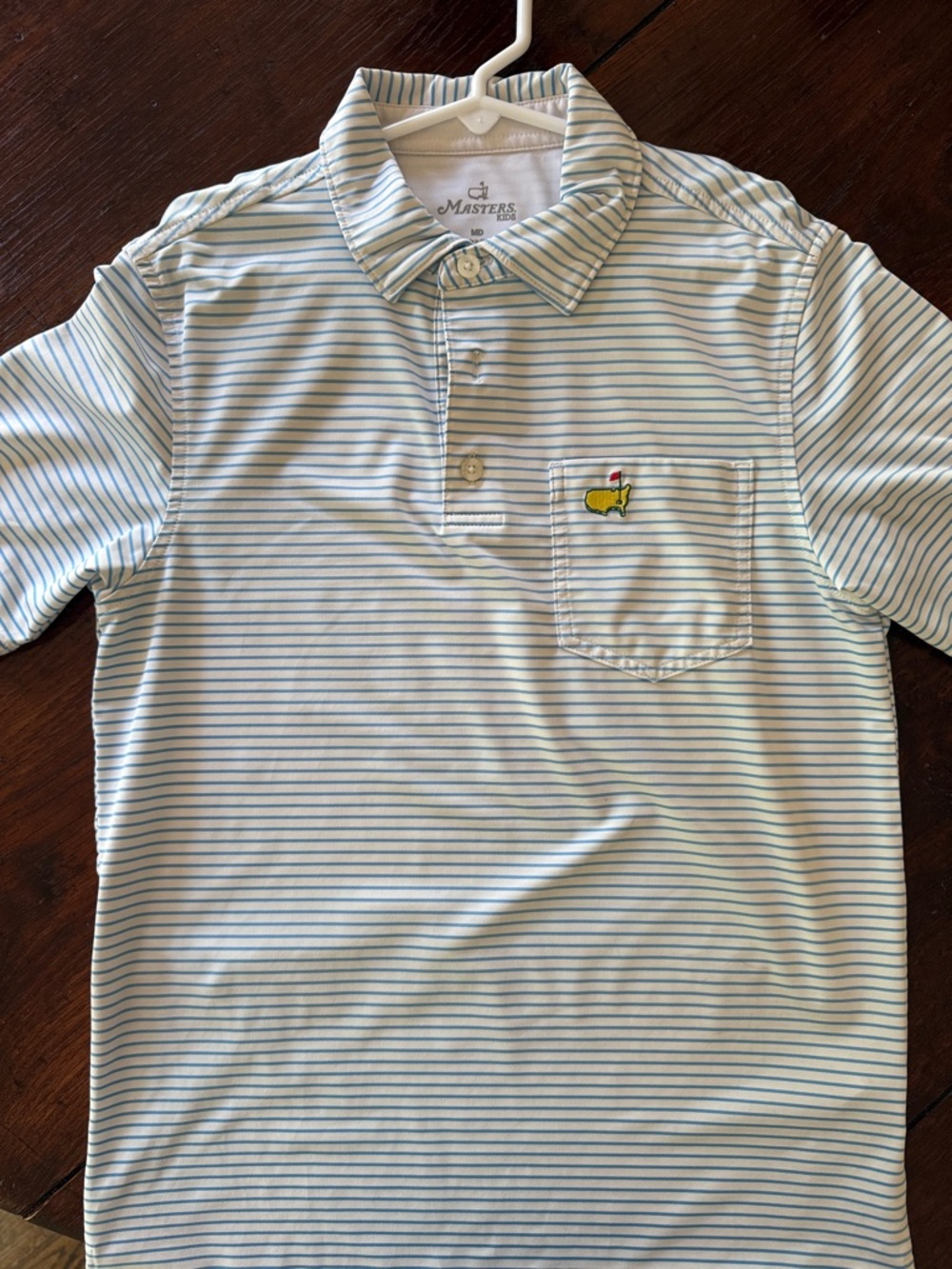 Masters Light Blue and White Youth Striped Polo with Embroidered Logo - Picture 5 of 5